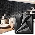 Art3d 100 Pack Decorative 3D Wall Panels 11.8 x 11.8 Inch Covering 97 Sq.ft - Glue Up PVC Wall Panels for Interior Wall Décor, Living Room, Office and Home, Black