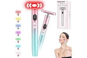 SGJHUI Upgrade 7 in 1 Light Therapy Wand with Display Screen,Home Use Light Face Wand for Face & Eye,Portable Light Therapy,Travel LED Light Therapy for Face,Pink