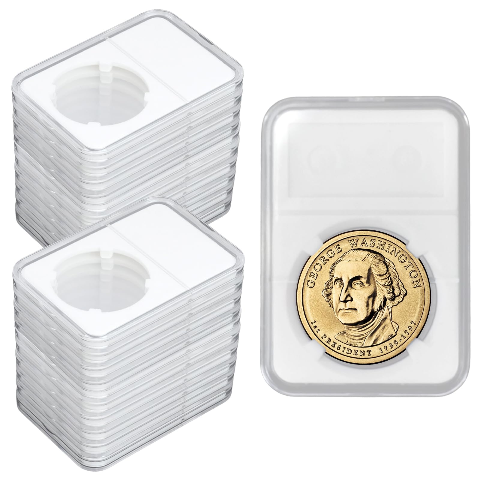 Photo 1 of 20pcs Coin Slab Display Holder, 40mm Storage Case for Morgan Silver Dollar, Plastic Coin Display Box for American Silver Eagle Coins Organize Collection