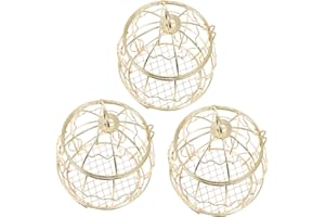 WOONEKY 3Pcs Outdoor Hanging Suet Balls Holder for Birds Windproof Metal Suet Feeder for Garden Balcony Easy