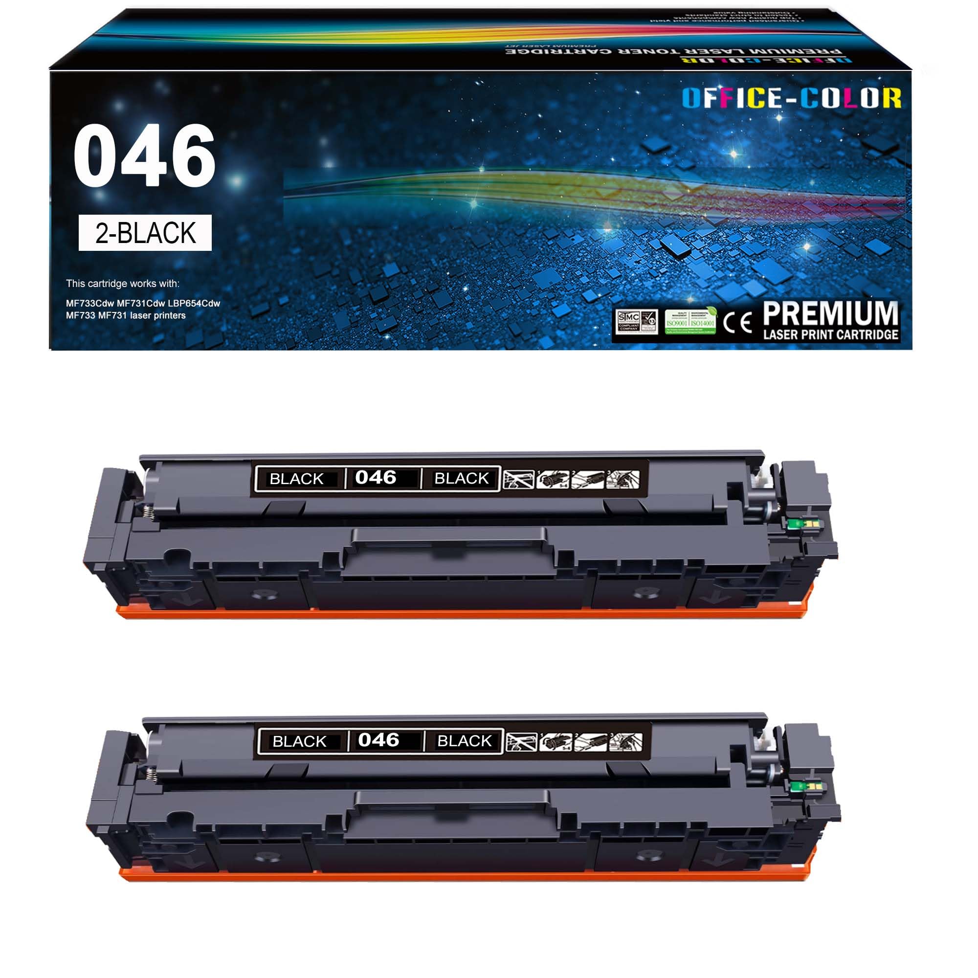 Photo 1 of 046 Black MF733Cdw Toner Cartridge Replacement for Canon 046 CRG-046 Toner for Color imageCLASS MF733Cdw MF731Cdw MF735Cdw LBP654Cdw Printer Ink (2-Black)