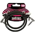Ernie Ball Flat Ribbon Stereo Patch Cable 2-Pack, 24in Black (P06406)