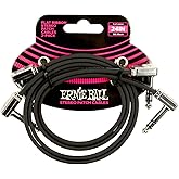 Ernie Ball Flat Ribbon Stereo Patch Cable 2-Pack, 24in Black (P06406)