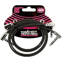 Ernie Ball Flat Ribbon Stereo Patch Cable 2-Pack, 24in Black (P06406)