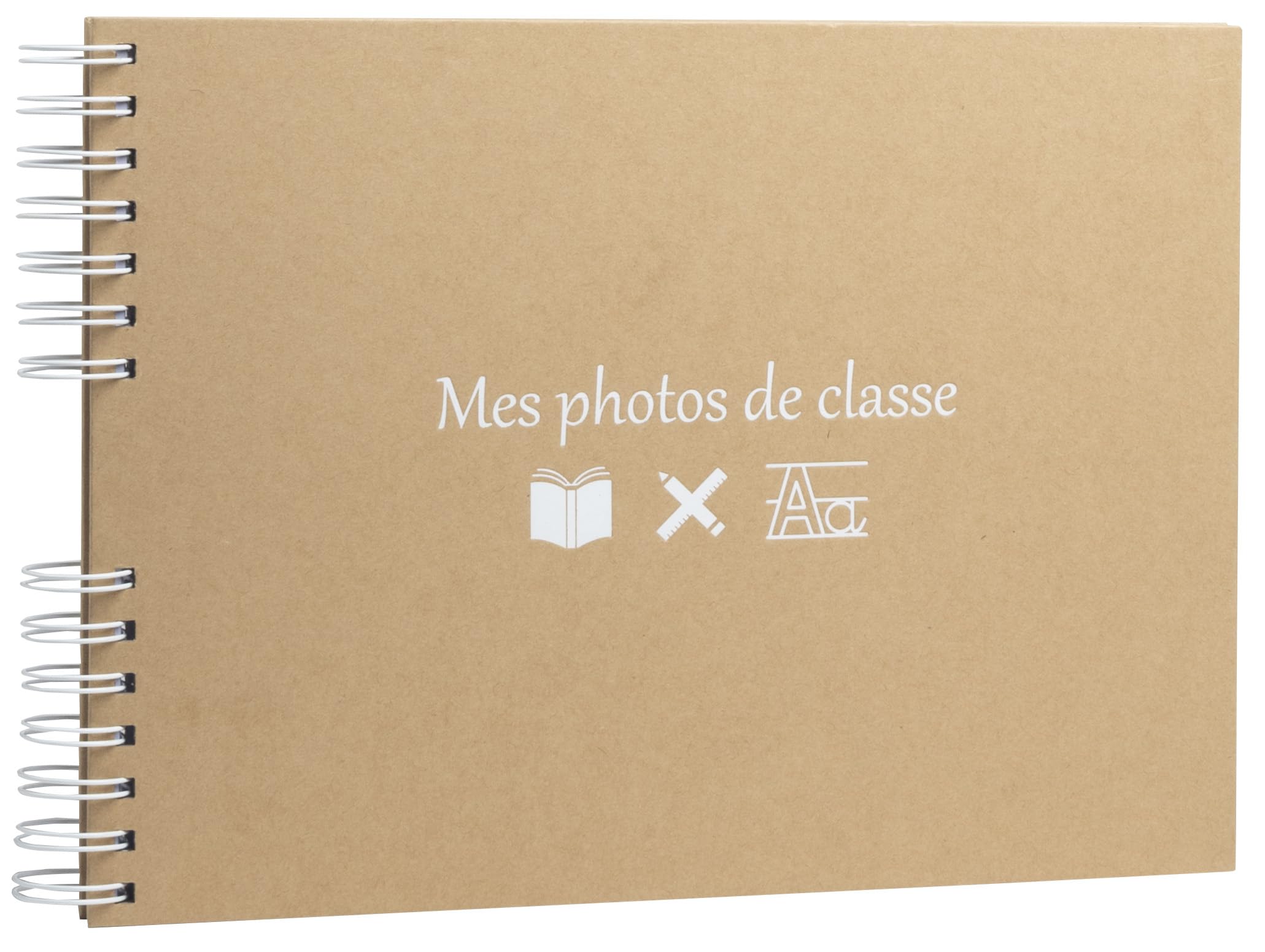 Exacompta - Ref 16029E - Spiral Class Photo Album - 50 Class Photos or 150 Photos 10 x 15 cm - 50 White Pages - Format 32 x 22 cm - Kraft Cover with White Marking