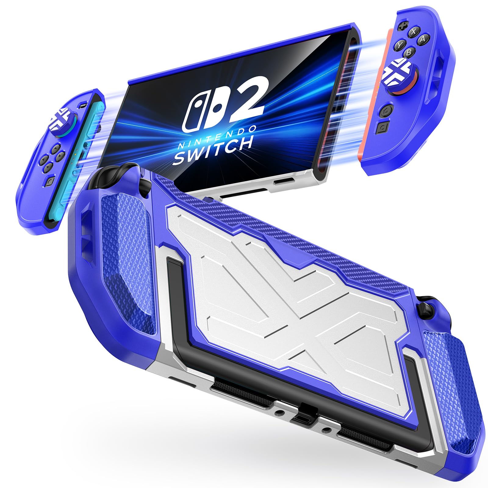 WHWEIYA for Nintendo Switch 2 Case 2025 Slim Armor Protection Dock-Compatible Protective TPU Cover Shock Absorption and Anti-Scratch for Nintendo Switch 2,Blue