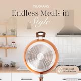 nuovva Non Stick Frying Pan Induction Saute Pan 28cm with Lid Copper Marble view 8