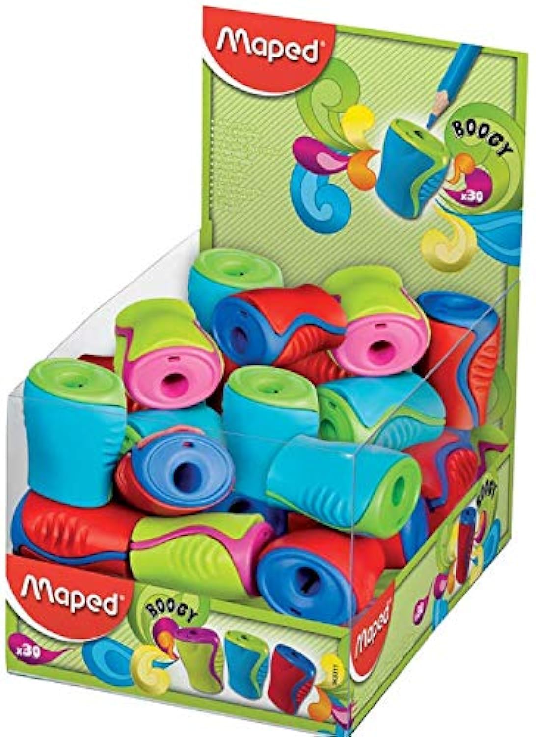 Maped Boogy One Hole Canister Pencil Sharpener (Box of 30 in Assorted Colours)