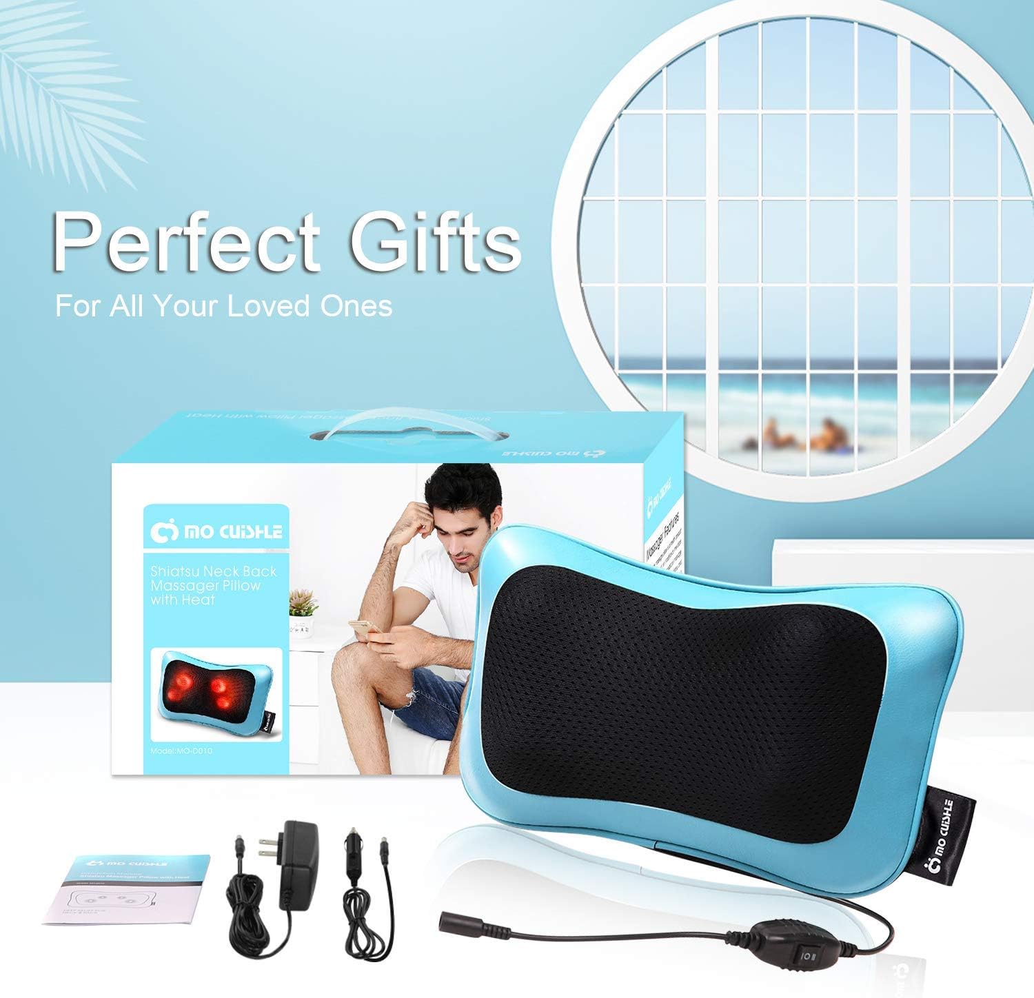 Shiatsu Neck Back Massager Pillow with Heat, Deep Tissue Kneading Massage for Back, Neck, Shoulder, Leg, Foot, Gift for Men Women Mom Dad, Stress Relax at Home Office and Car: Health & Personal Care