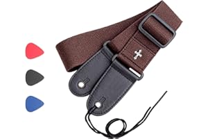 Guitar Strap, Adjustable Vintage Guitar Belt Straps with 3 Picks, Cotton Style Simple Guitar Straps for Bass, Electric, Acous