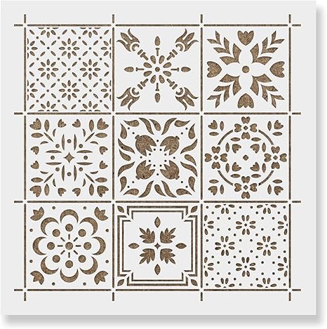 Amazon Com Scandinavian Mosaic Tile Stencil Laser Cut Reusable