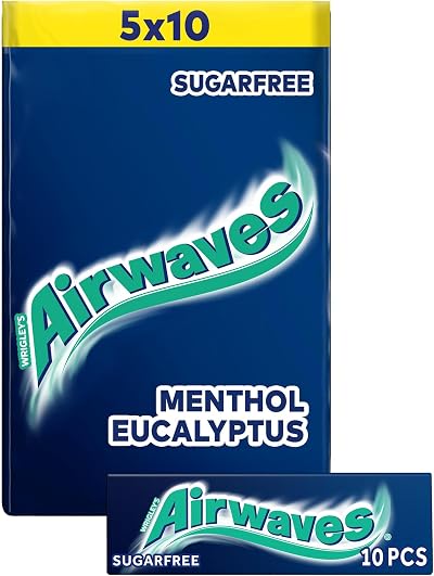 AirWaves Menthol & Eucalyptus Sugar Free Gum Multipack 5 x 10 Pieces