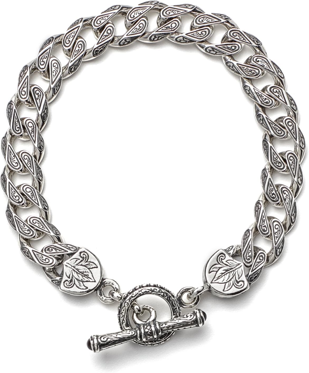 Men's Sterling Silver Etched Link Bracelet