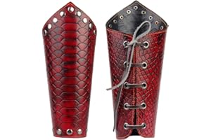 GELCONNIE Leather Gauntlet Wristband Medieval Bracers Viking Wrist Guards Archery Guards Bracers Wide Arm Armor Cuff for Women Men 2PCS