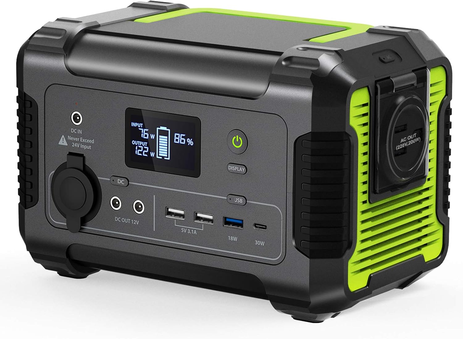 [2020 New Updated] Portable Power Station 200, 230Wh/62400mAh Camping Solar Generator Emergency Backup Battery, 110V/ 200W (300W Peak) AC Outlet, QC 3.0 USB, Type-C PD Port, 12V DC for Outdoor Camping : Electronics