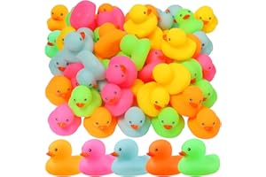 EKISEMIO 50 Pack Multicolor Mini Rubber Duck Bath Toy Colored Little Ducks