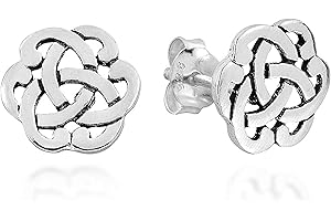 ICYROSE 925 Sterling Silver Infinity Celtic Knot Stud Earrings (Nickel Free)