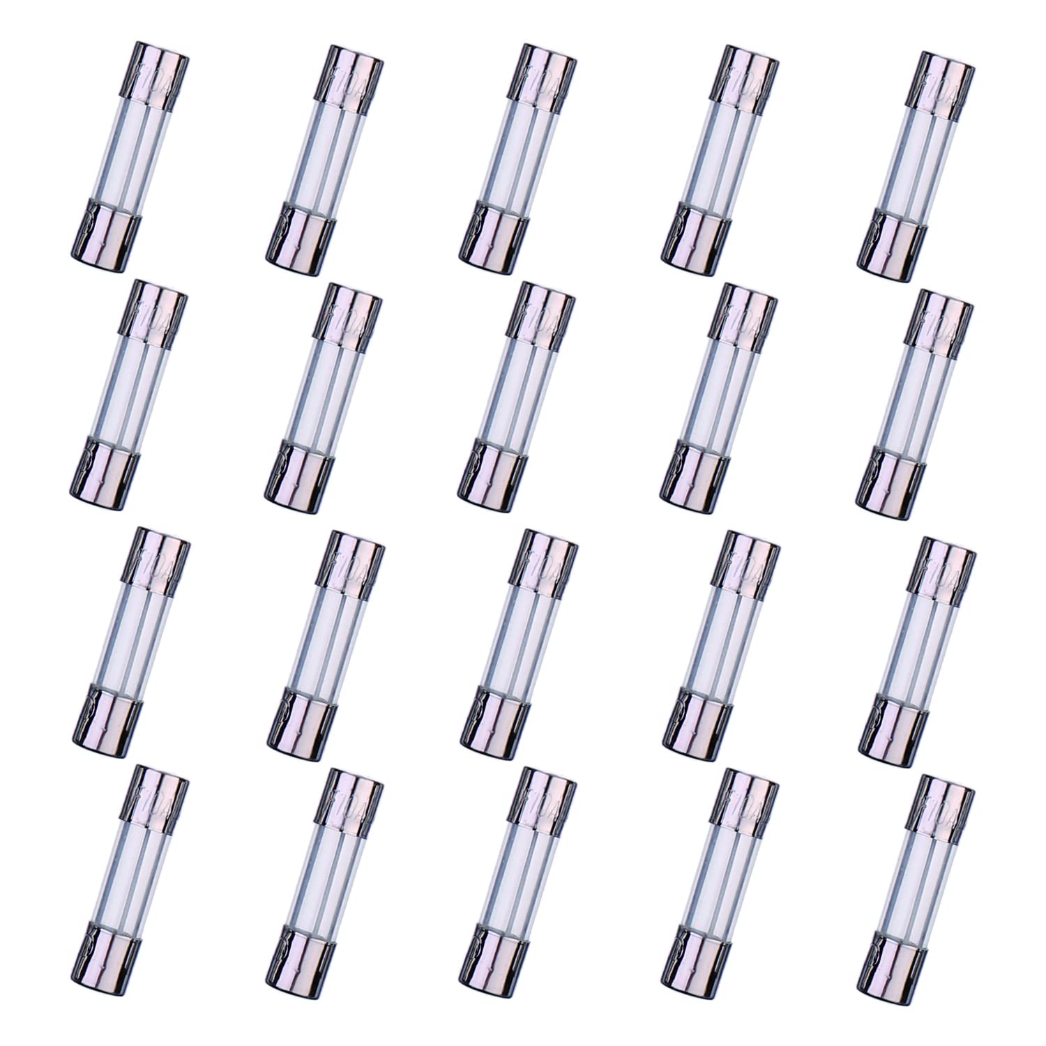 HUAREW F10AL250V 20 Pcs 5x20mm Fast-Blow Glass Fuse 10A 250V 0.2x0.78 inch time delay Fuse(Pack of 20 Pcs)