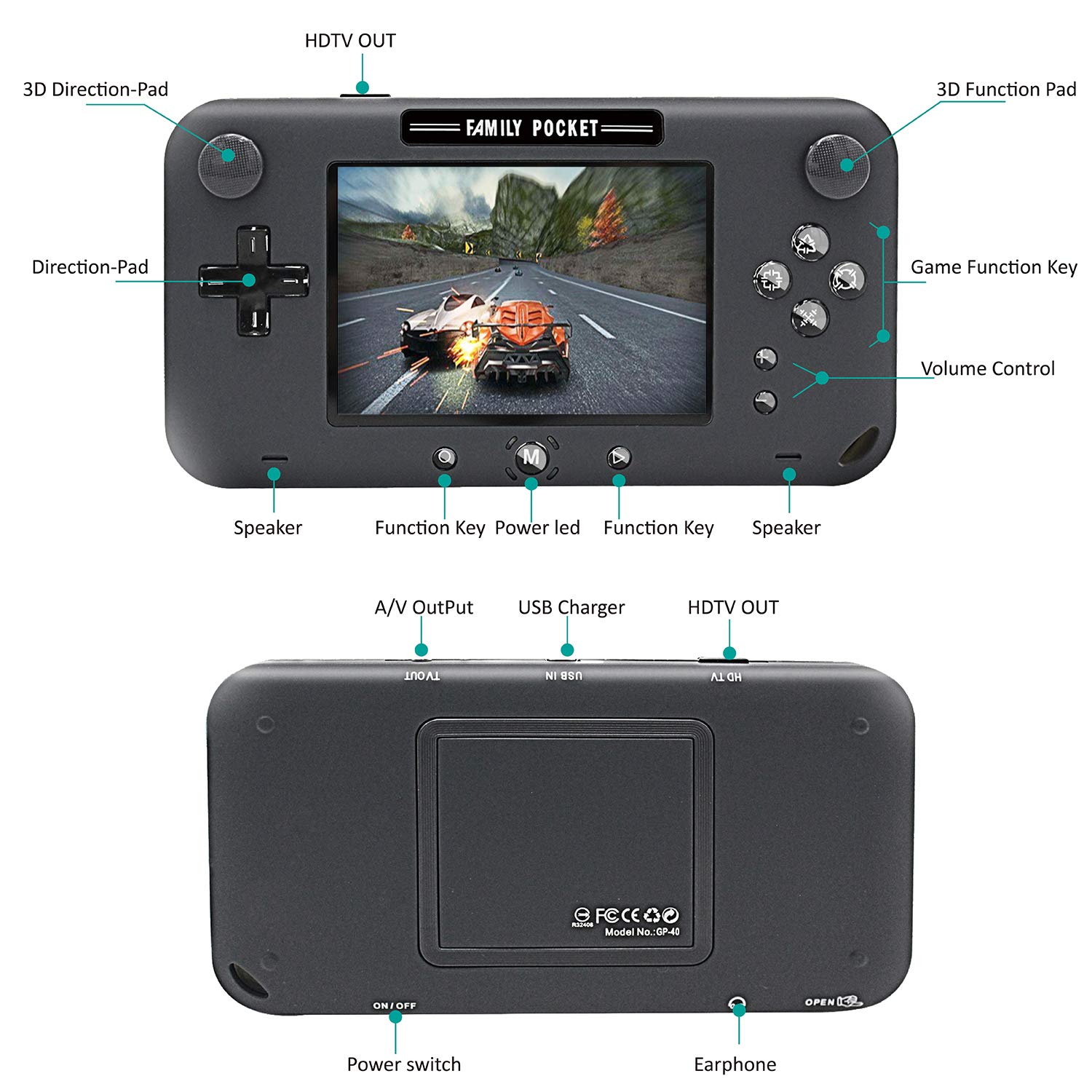 EASEGMER Handheld Game Console, Portable Game Player Builtin 500