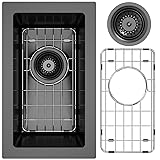 9 Inch Undermount Black Small Bar Sink, Swift Horse