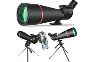 SFEOOT Spotting Scope 25-75x80 HD with Tripod Carrying Pouch and Quick Cell Phone Holder, Clear Image with BAK4 Prism Spotting Scopes for Target Shooting, Bird Watching, Hunting, Wildlife Viewing (Black)