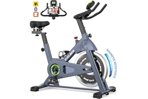 Cyclace Exercise Bike, Magnetic Stationary Bike for Home, Low Noise Cardio Indoor Cycling Bike with App Compatible, 300LBs Weight Capacity & Tablet Mount