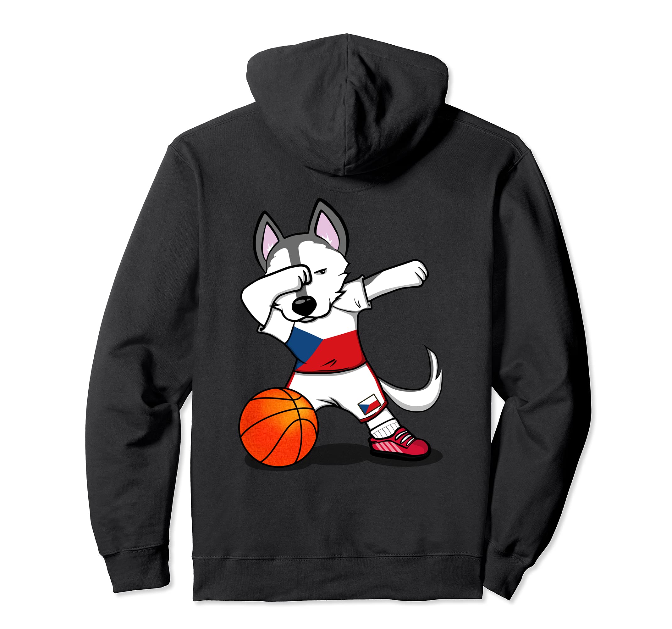 Dabbing Husky Dog Czech Republic Basketball Fans Jersey Flag Pullover Hoodie
