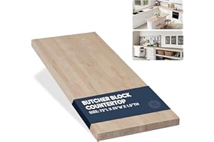 AllForWood 72''L x 25''W x 1.5''Th Birch Premium Solid Wood Butcher Block Countertop, Butcher Block Table Top for DIY Washer Dryer/Island/Kitchen Countertop (Unfinished)