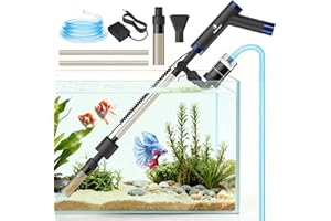 fishkeeper Electric Fish Tank Cleaner – 8W Rechargeable Aquarium Cleaning Tools with Gravel Vacuum, 213GPH Automatic Water Changer with Debris Cleaning & Sand Washing for Freshwater Saltwater Tanks