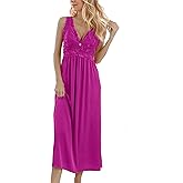 Mist Azur Womens Sexy Lace Long Lingerie Mesh Chemise V Neck Babydoll Nightdress with Thong Nightgown for Women