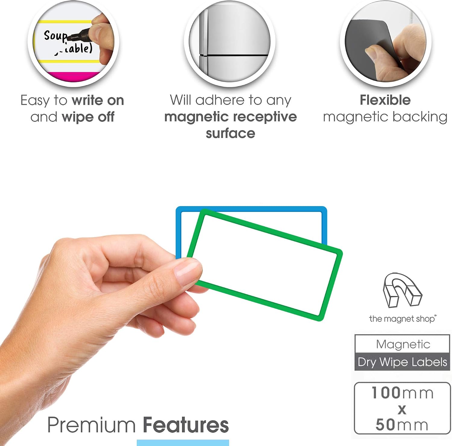 The Magnet Shop, Magnetic Dry Wipe Labels Multi-Coloured, Flexible Dry Erase Small Whiteboard for Your Fridge Home, School - Image 3