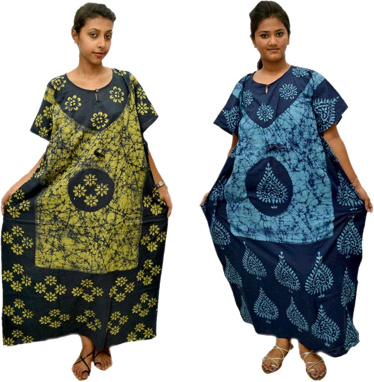 Odishabazaar Cotton Caftan/Kaftan Combo 2 Indian Cotton Batik Bohemian