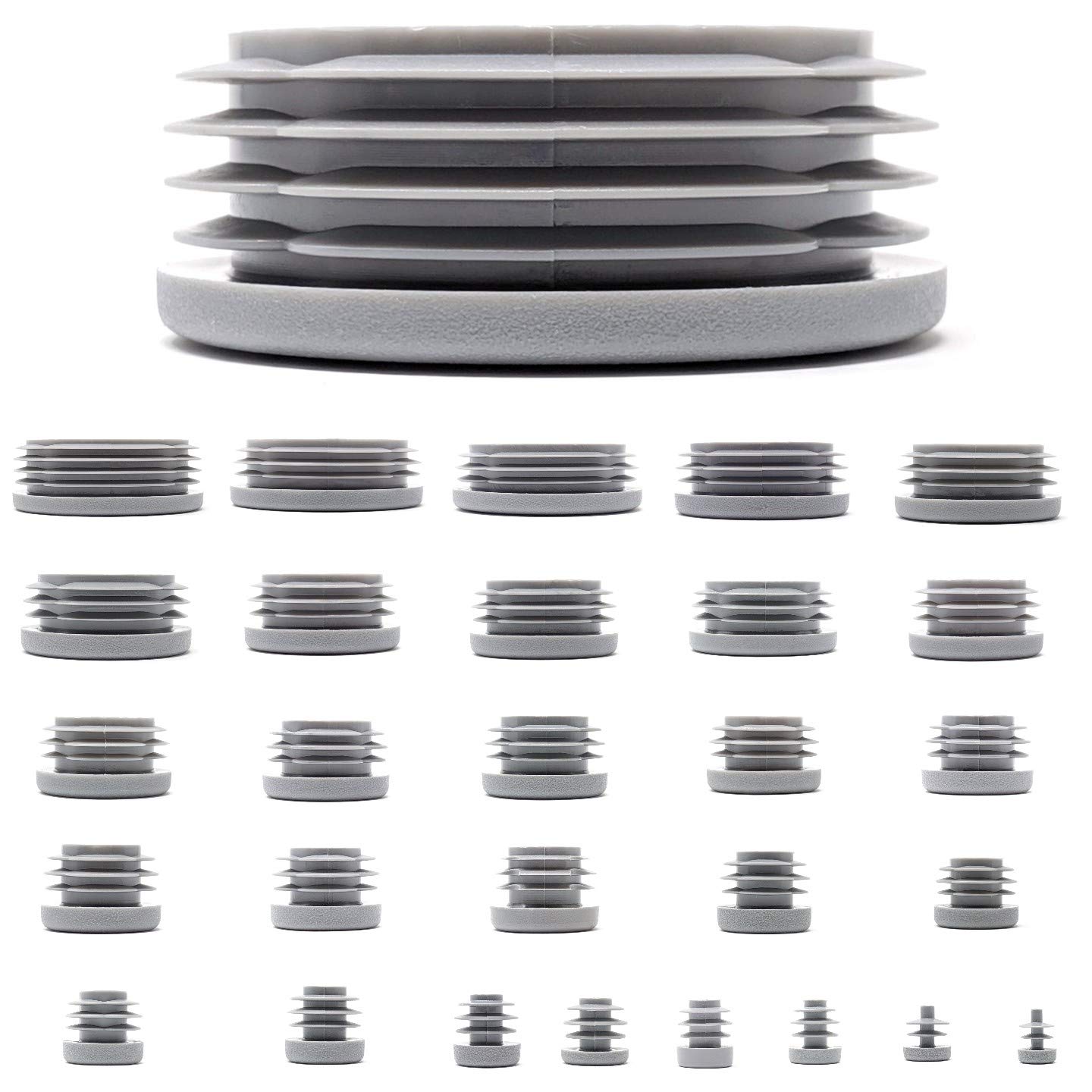 50mm Plastic End Caps, Grey Tube Inserts Bungs, Pack of 4 (See Second Image for Ordering Guide) Made in Germany