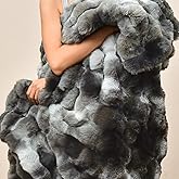 PHF Luxury Faux Rabbit Fur Blanket Twin Size, Ultra Soft Fluffy Plush Cozy Warm Bubble Blanket for Bed, Couch, Sofa Decorative, Thick Reversible Suitable for Fall & Winter, 60" x 80", Tie Dye Charcoal