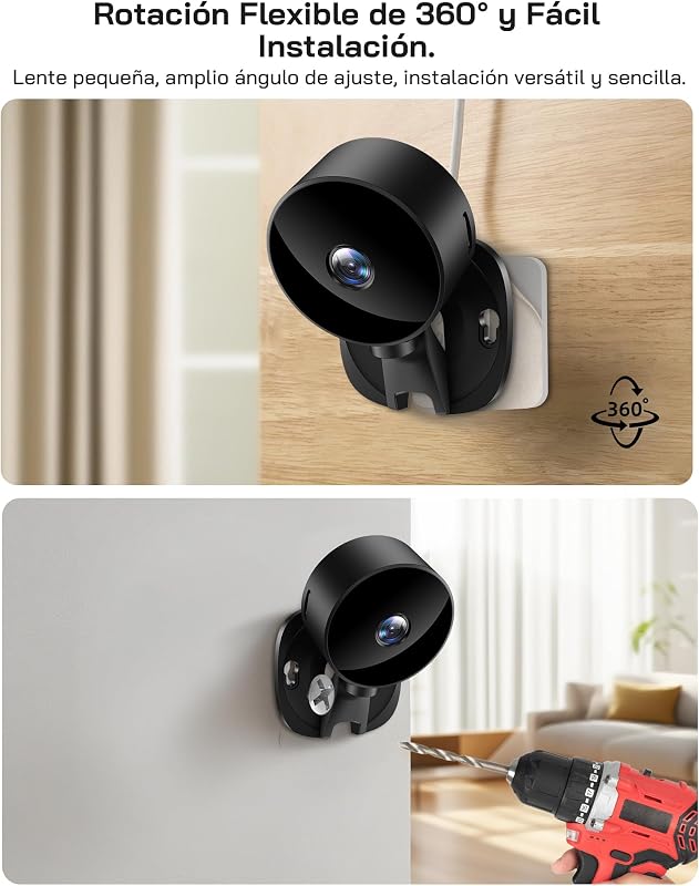 Cámara Vigilancia WiFi Interior 1080P, Cámara de Seguridad Interior con Visión Nocturna, Detección de Movimiento, Audio Bidireccional, Compatible con Alexa & Google Home, Solo WiFi 2,4 GHz
