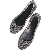 Stunner Women Beach Jelly Shoes Slip On Crystal Summer Hollow Ballet Flats | Summer Cool PVC Breathable Outdoor Indoor Dressy Flat Sandals for Holiday Shopping Spa Swimming Pool