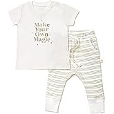MakeMake Organics GOTS Certified Organic Cotton Infant Toddler Tee and Pant Sets Outfit