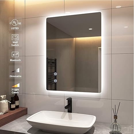 Wall Mounted Multifunction Led Bathroom Vanity Mirror With Led Lights And Demister Pad Emke Backlit Illuminated Bathroom Mirror With Lights 500x700mm Home Kitchen Bathroom Powderhousebend Com