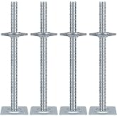 Yeipowr 18" Adjustable Scaffold Leveling Jack Feet - 1.2" OD Solid Screw Jacks Galvanized for Baker Style Scaffolding 4 Pack