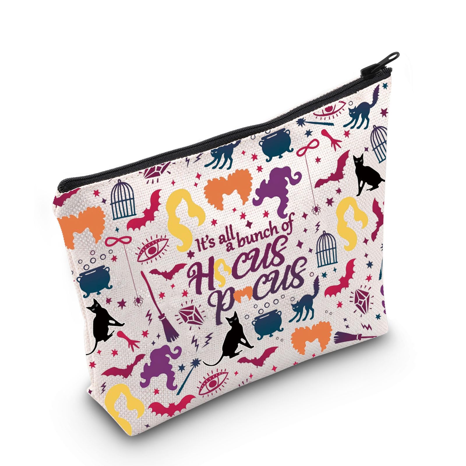 WZMPA Sanderson Sister Cosmetic Bag Winifred & Sarah & Mary Witch Fans Gifts It's All A Bunch Of Zipper Bag Sanderson Sister Merch, Hocus Pocus White, Fit