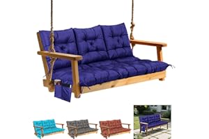 FAMIROSA 3 Seater Porch Swing Cushions, Thick 60 x 40 x 4in Outdoor Swing Cushion with 8 Straps, Water Resistant 3-seat Repla