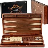 Syrace Handcrafted Wooden Backgammon Set, 16" Large Size, Classic Two-Player Strategy Board Premium Travel Game Board for Adults &amp; Teenagers