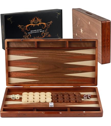 Jeu de Backgammon 38cm pour Adultes - Étui Pliable Simili Cuir