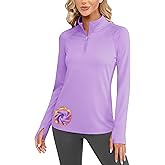 Cavva Women's Fleece Quarter Zip Pullover Running Shirt Thermal Long Sleeve Tee Athletic Workout Tops Thumb Hole