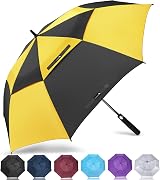 ZOMAKE Golf Umbrella 62in Windproof Double Canopy Yellow Black