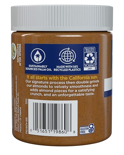 MARANATHA NATURAL CRUNCHY ALMOND BUTTER, NO STIR, NO SUGAR OR SALT ADDED , 12 OUNCE JAR