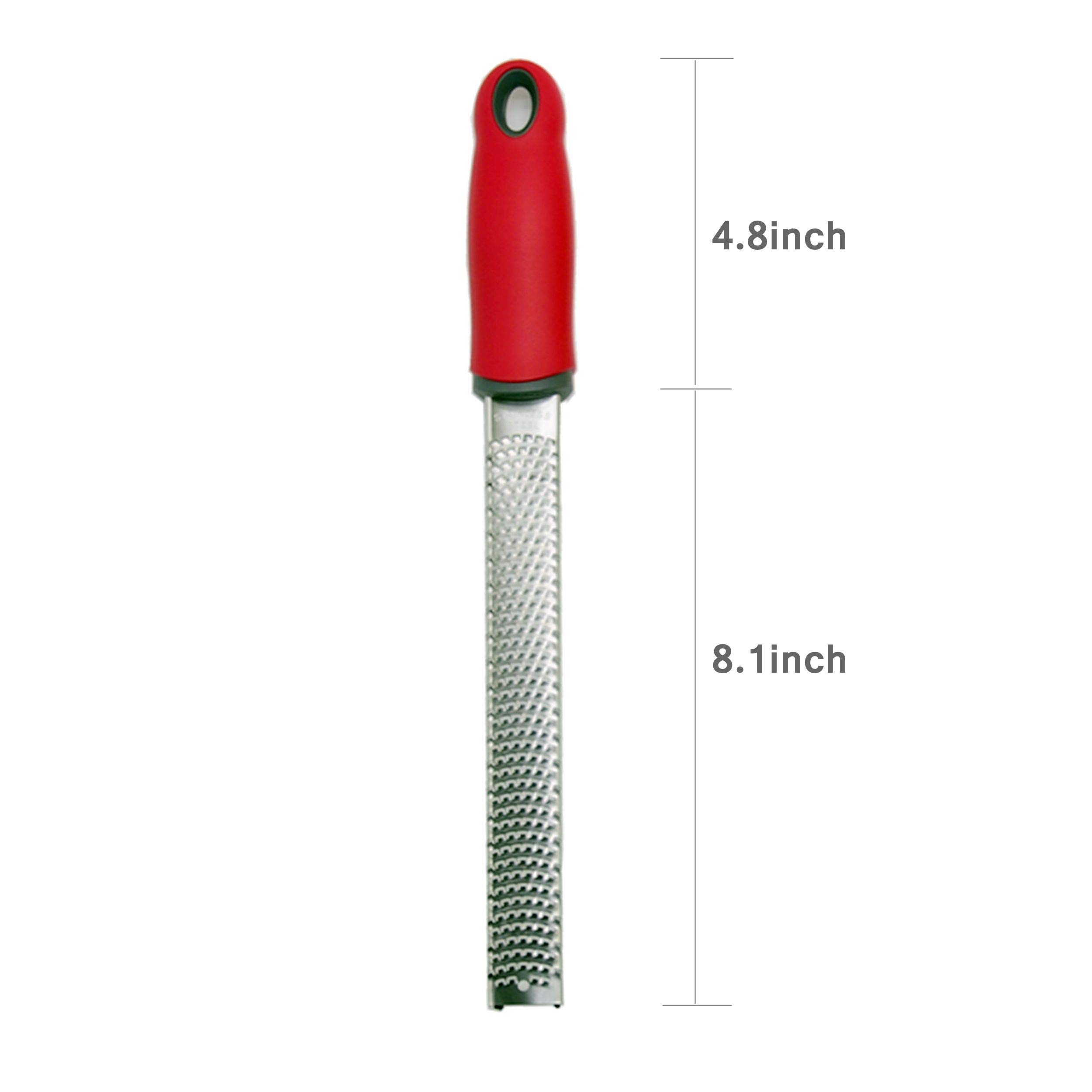 Udodo Cheese Grater Stainless Steel Vegetable Slicer Handheld Lemon Zester Ginger Chocolate Garlic Grater Slicer - Red