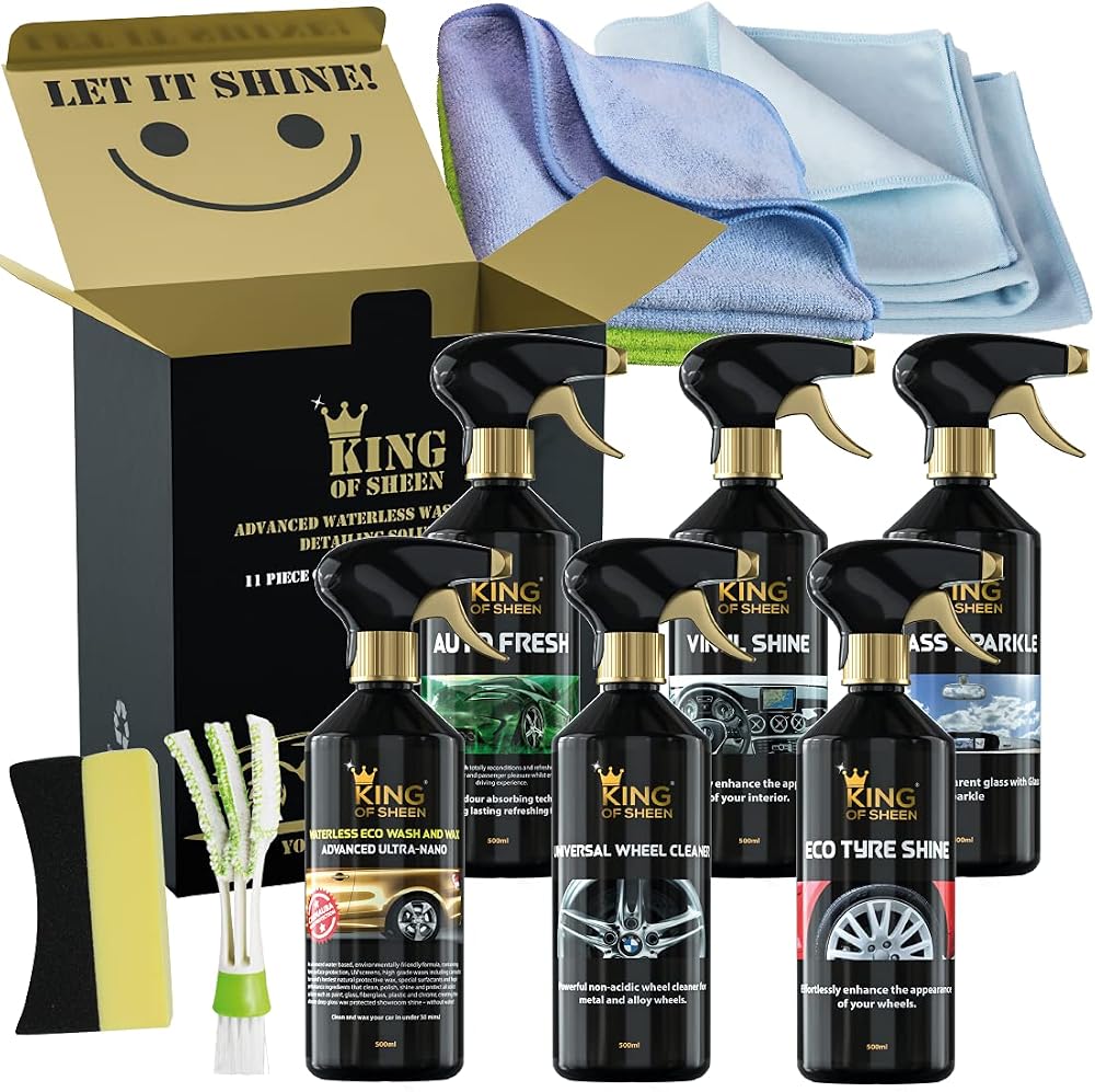 King of Sheen Waterless 11 Piece Car Care Kit Showroom Finish