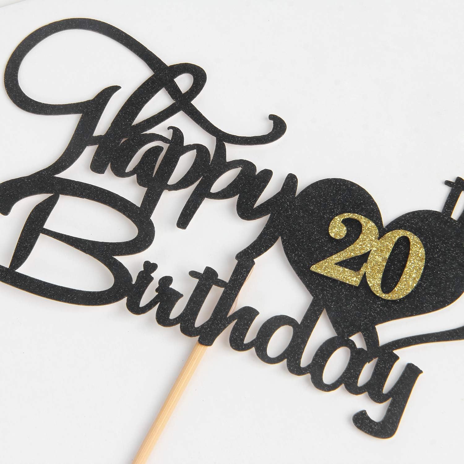 Glitter Black Happy 20th Birthday Cake Topper 20th Glitter Black Happy 20th Birthday Cake Topper 20th