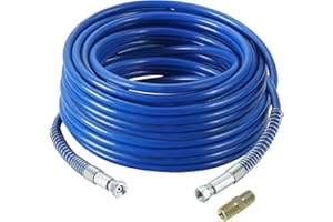 MAOPINER 1/4" Airless Paint Spray Hose | 25FT High Pressure Universal Paint Sprayer Flexible Fiber Tube 3300 PSI (25FT, Blue)